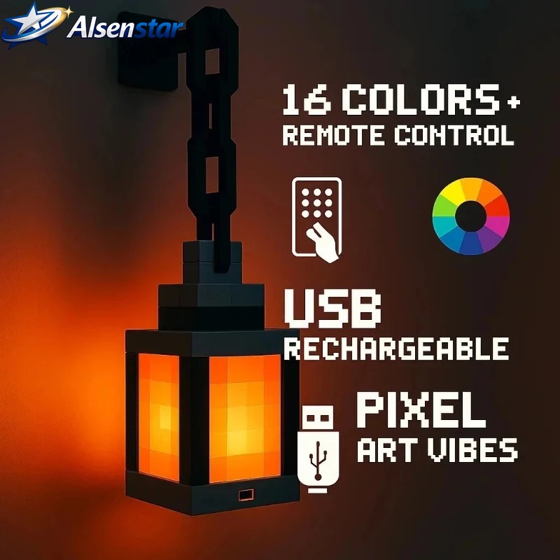 Lighting World Decor - 펜던트 램프 픽셀 스타일 벽걸이 야간