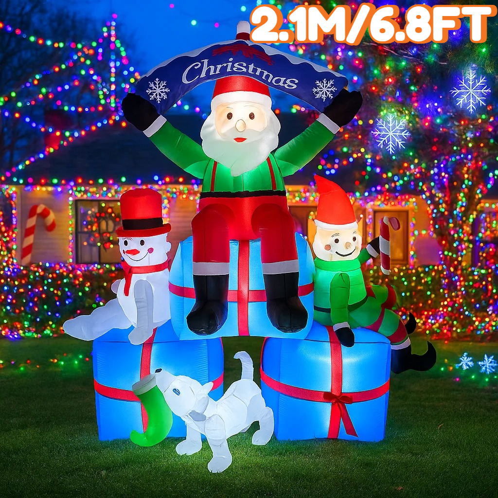 Santa'S Elves Holiday Lighting & Decor Llc - 2.1M/6.8FT 풍선 산타클로스 눈사람 엘프 강아지