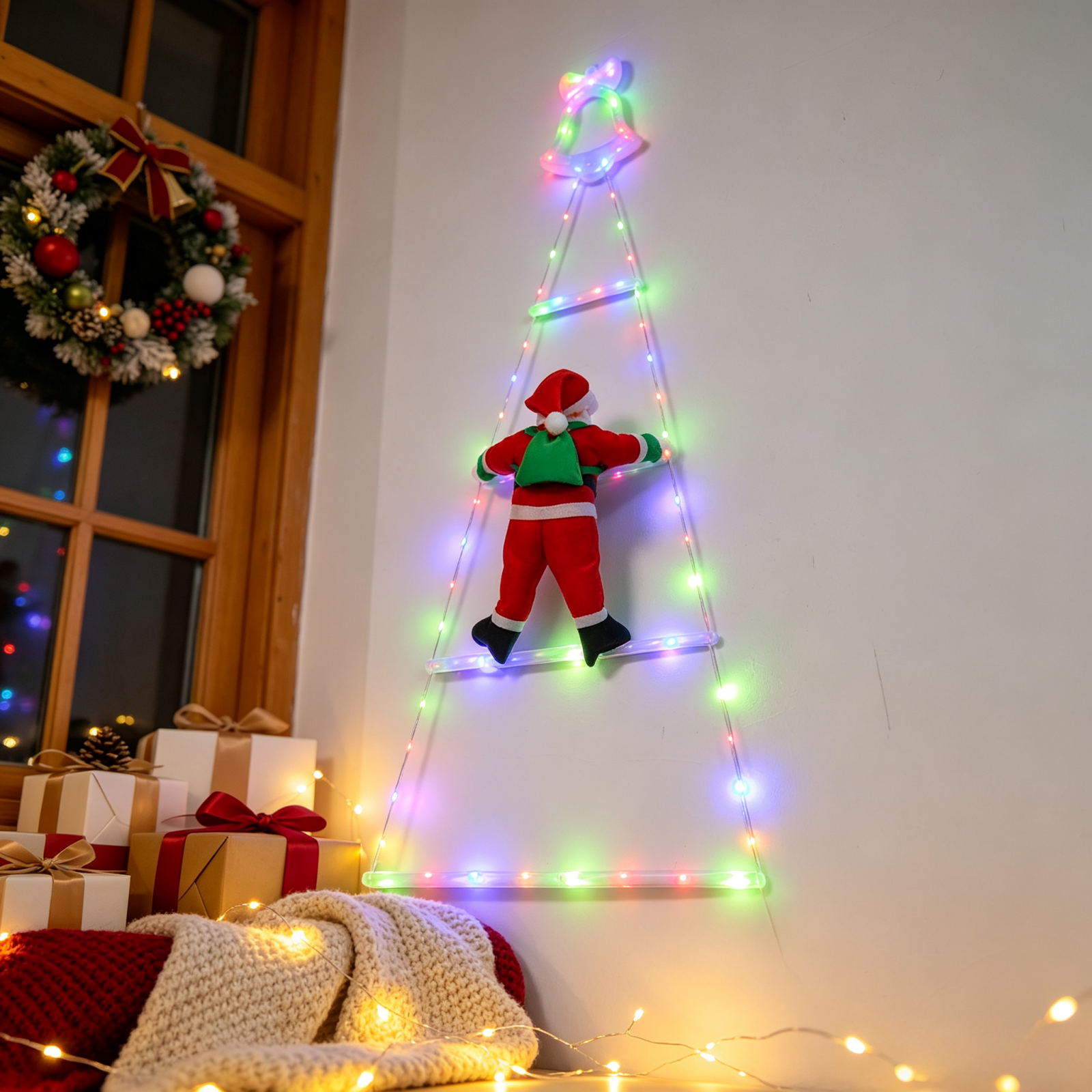 Santa'S Elves Holiday Lighting & Decor Llc - 크리스마스 사다리 조명 등반하는 산타 요정