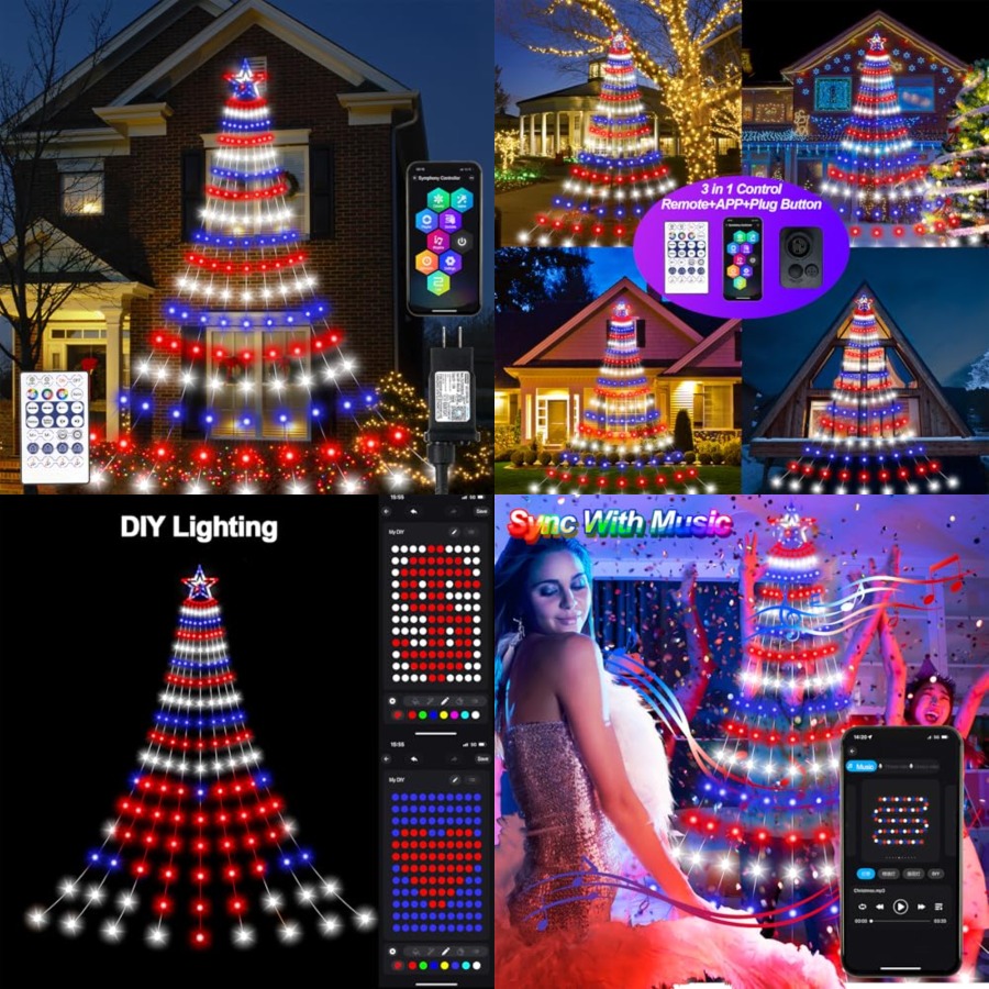 Lighting Tree Decor - 스마트 7월 4일 장식 조명, 18피트