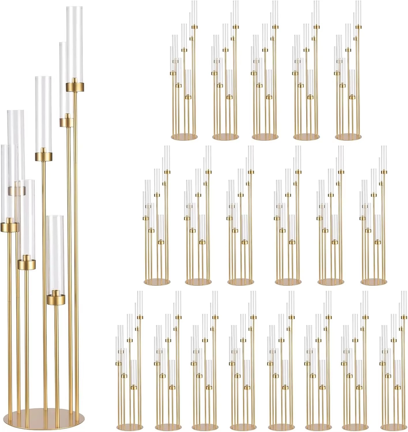 Candle Holder Set - 20세트 골드 플로어 캔들라브라 48인치 높이,