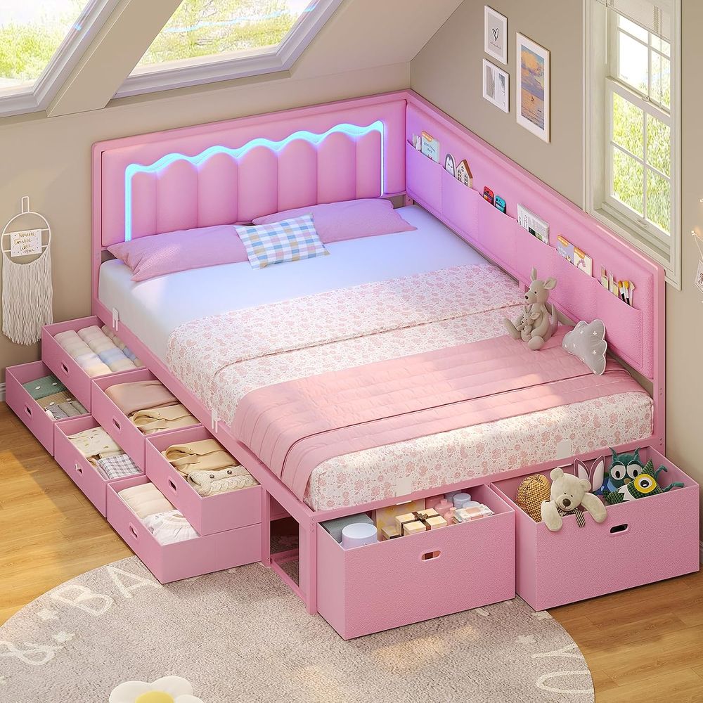 Furniture Lighting & Decor Magazine - ADORNEVE 풀베드(8개 수납칸 및 LED 조명
