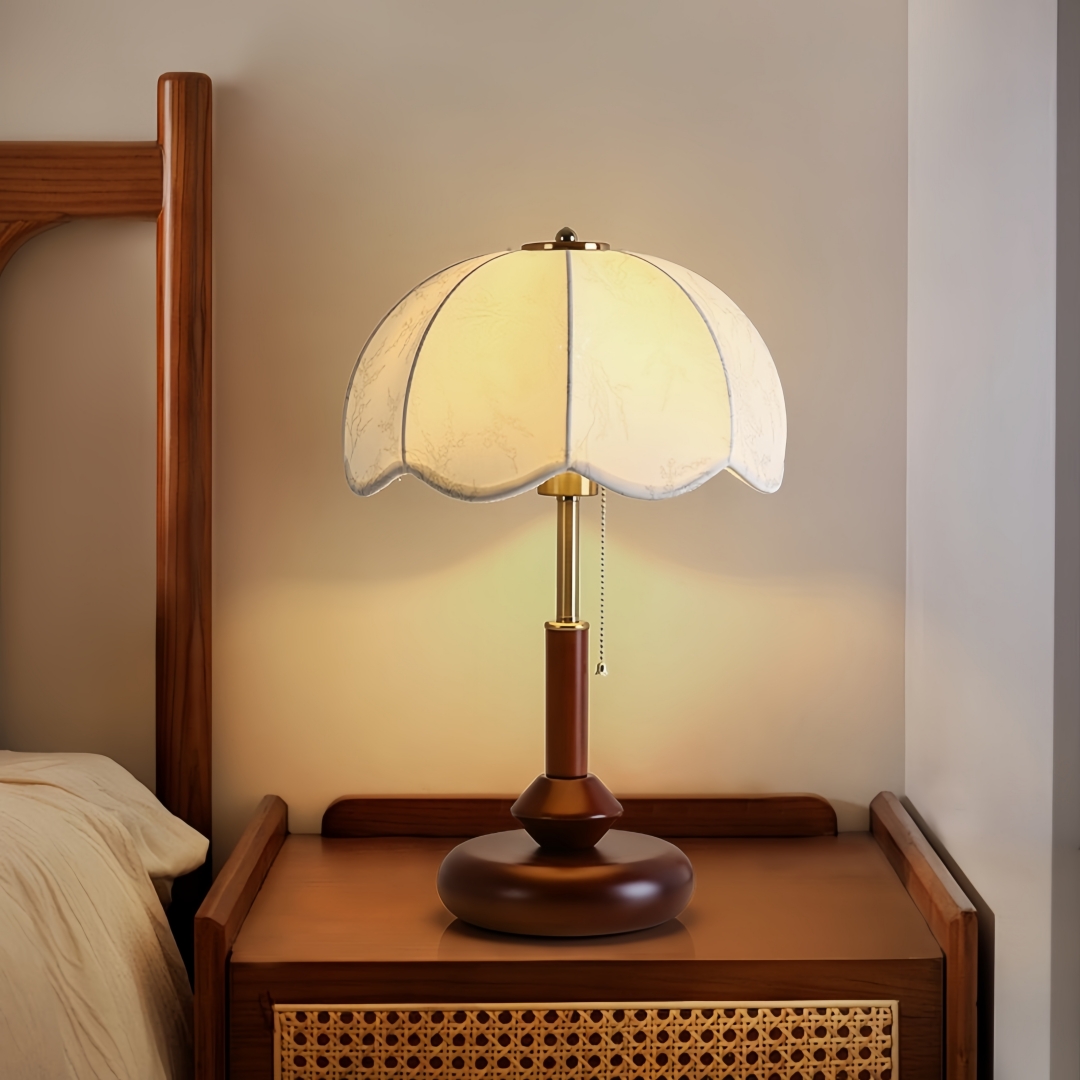 Room Decor Lighting Lamp - 빈티지 스캘럽 돔 테이블 램프, 침실