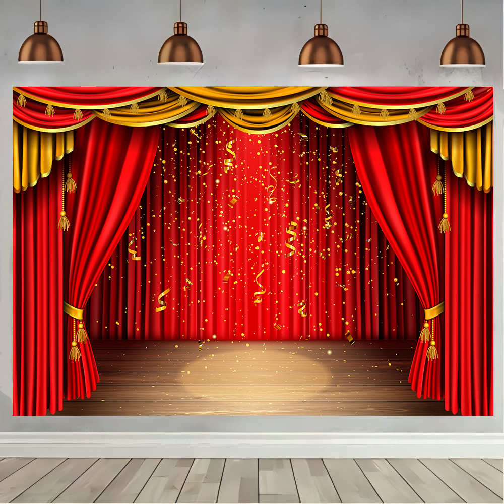 Lighting Decor Photos - 레드 극장 커튼 파티 배경 무대