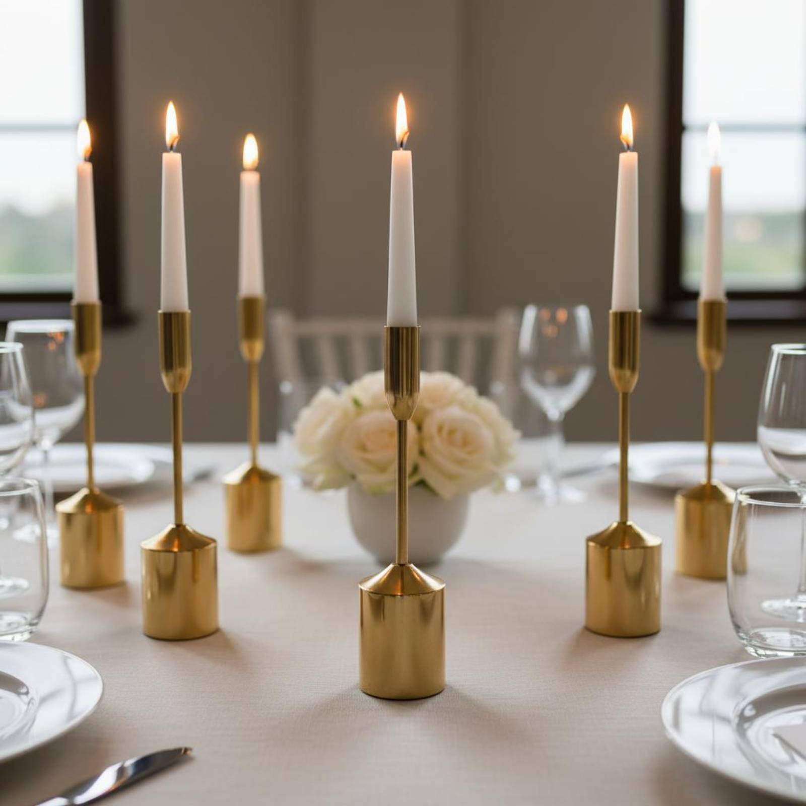 Candle Holder Set - 6개 금속 테이퍼 캔들 홀더 세트,