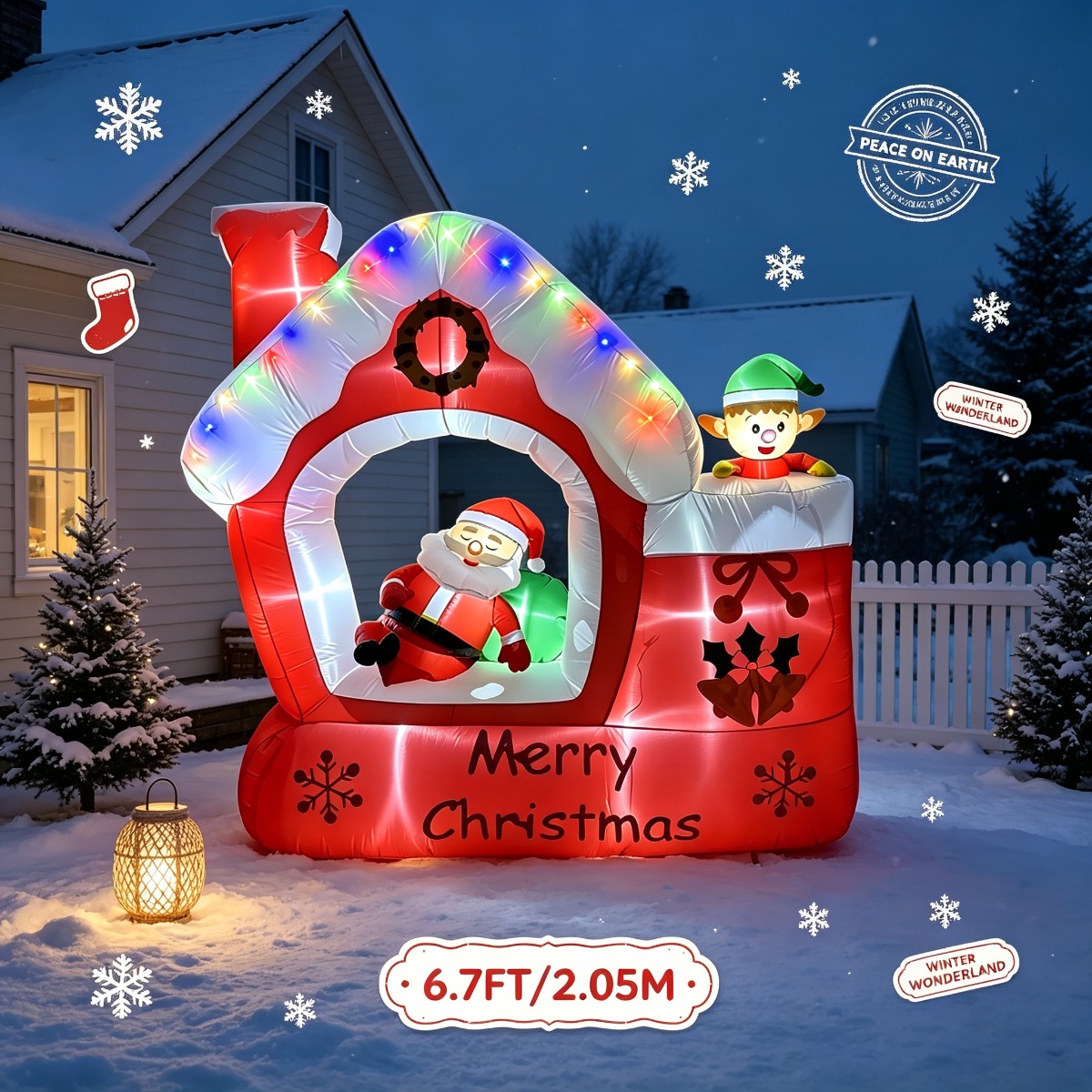 Santa'S Elves Holiday Lighting & Decor Llc - 크리스마스 산타 엘프 양말 캐빈 휴일