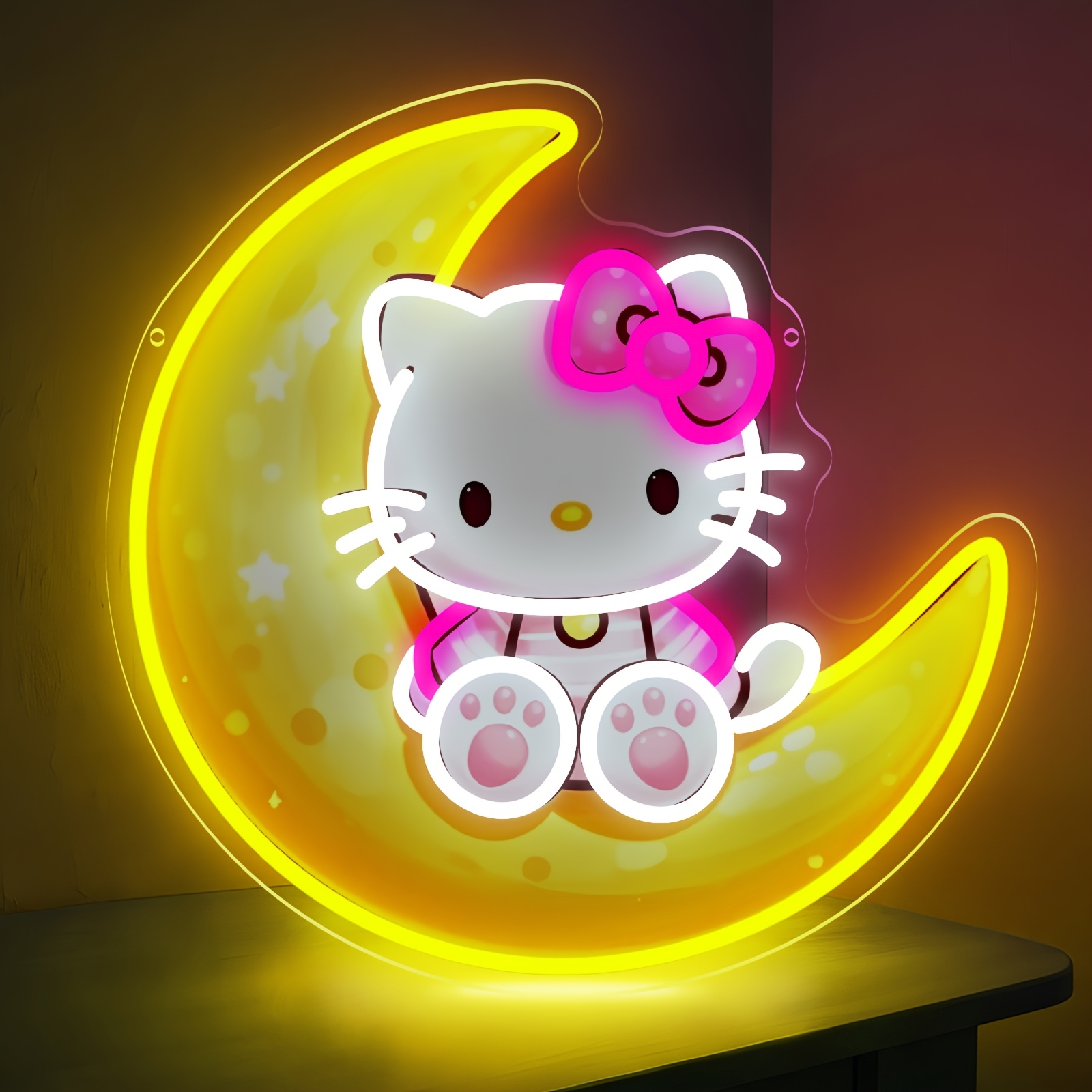 Lighting Decor For Diwali - 달 위의 헬로 키티 노란색 귀여운