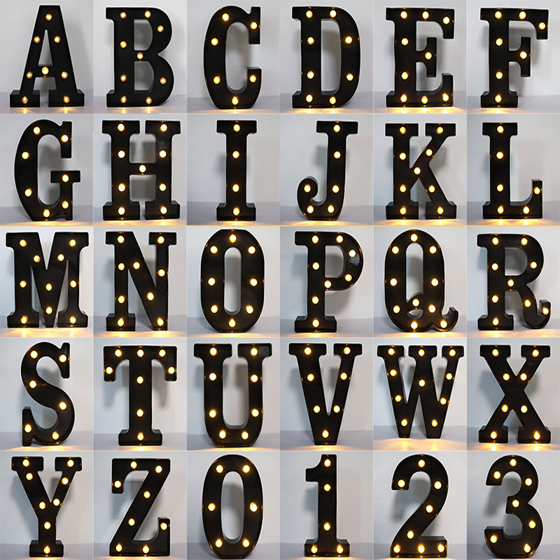 Lighting Decor For Diwali - 22cm LED 라이트 레터 블랙 알파벳