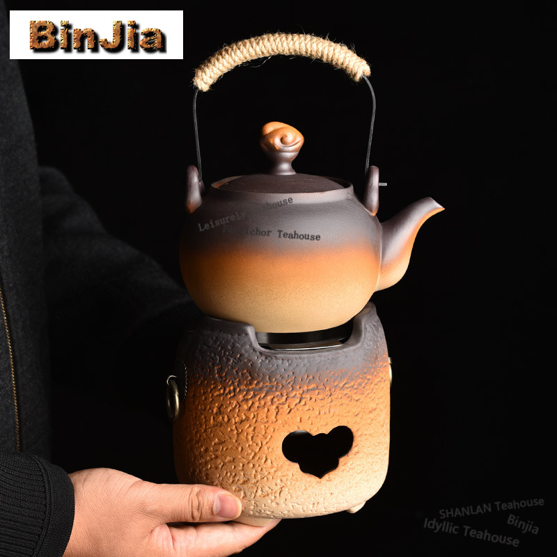 Candle Holder Set - 원시 도자기 높이 손잡이가 있는 냄비