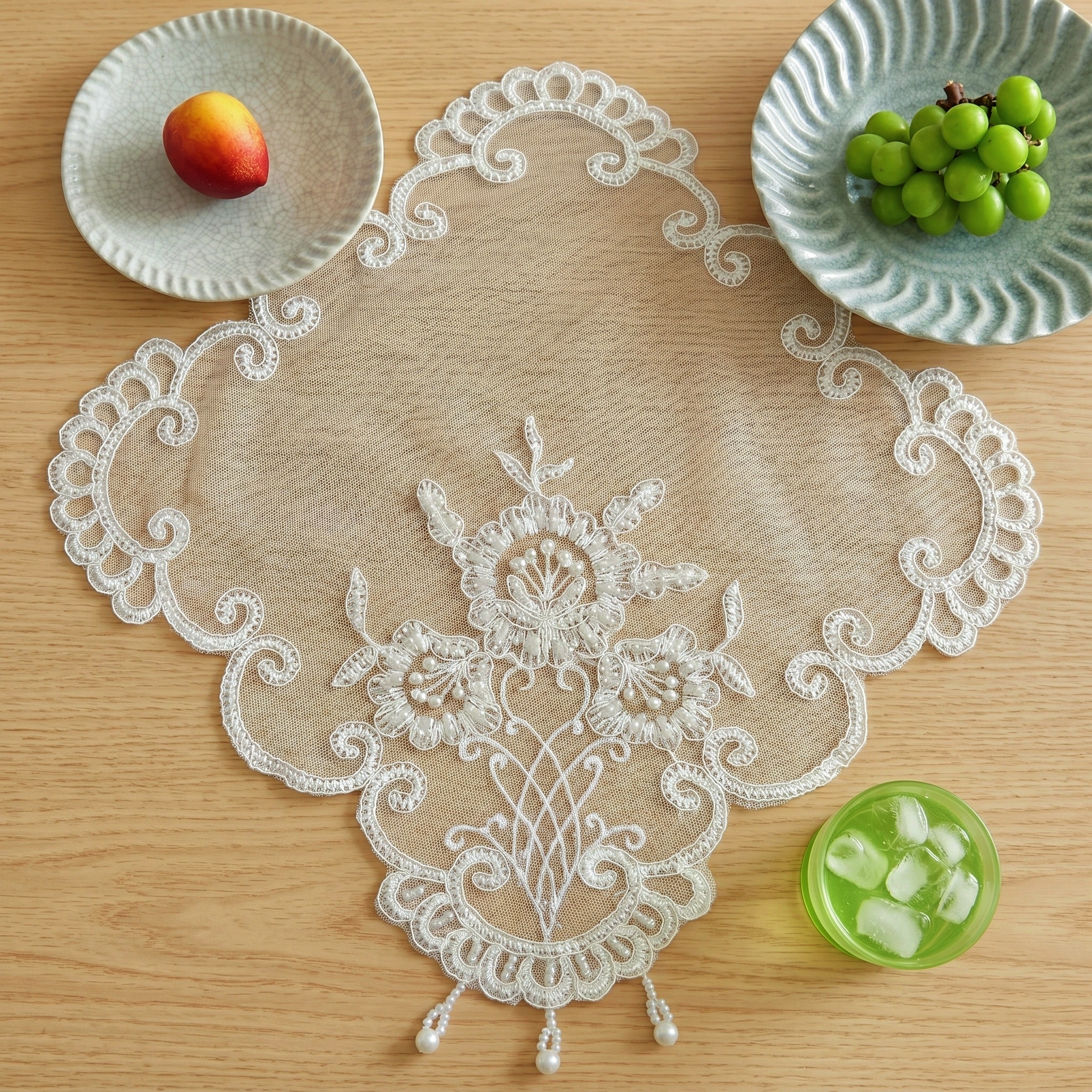 Candle Holder Set - 플레이스매트 4개 세트 웨딩 냅킨 사각형