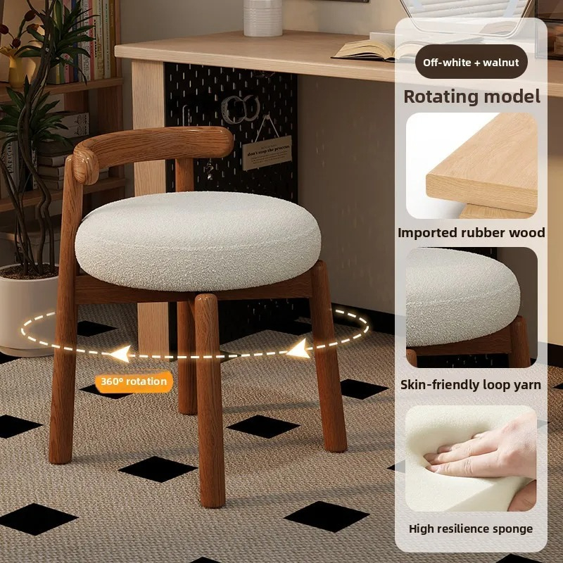 Furniture Lighting & Decor Magazine - 심플한 원목 회전식 화장 의자, 원목