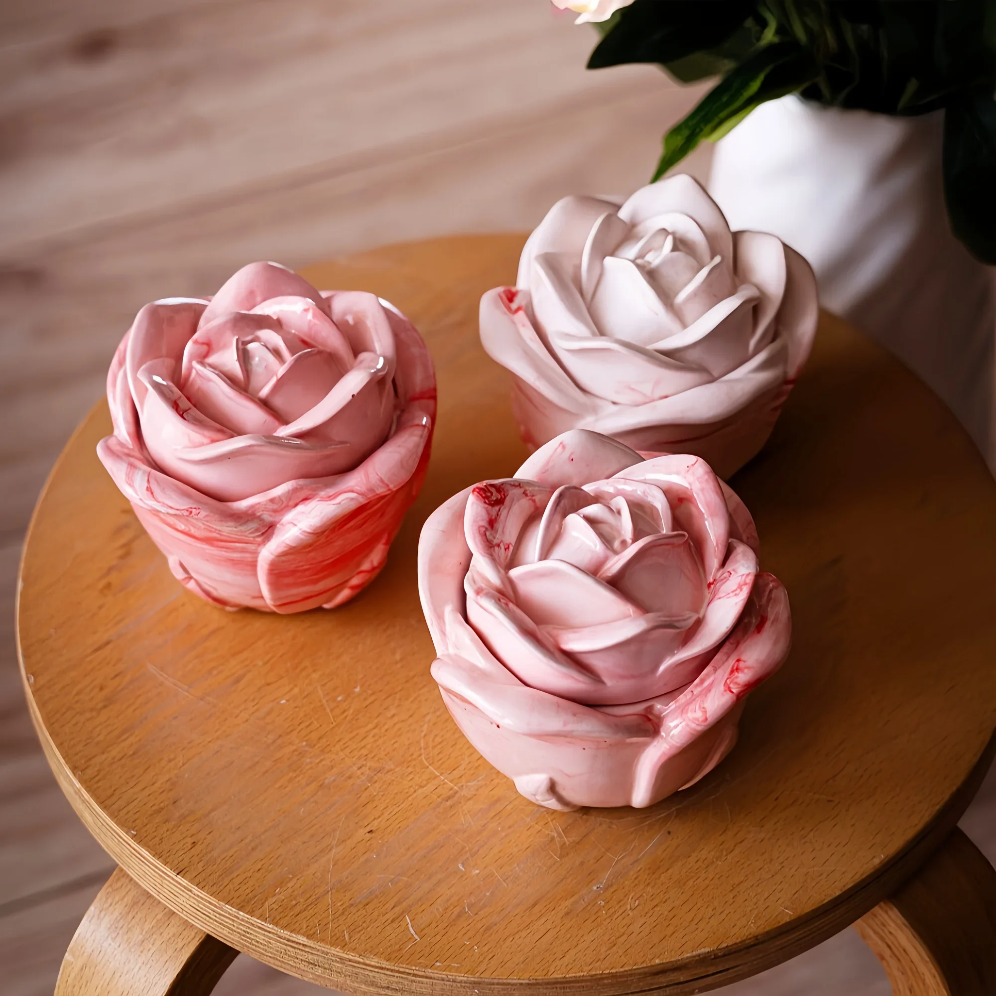 Candle Holder Set - 2피스 세트 장미 모양 실리콘 몰드