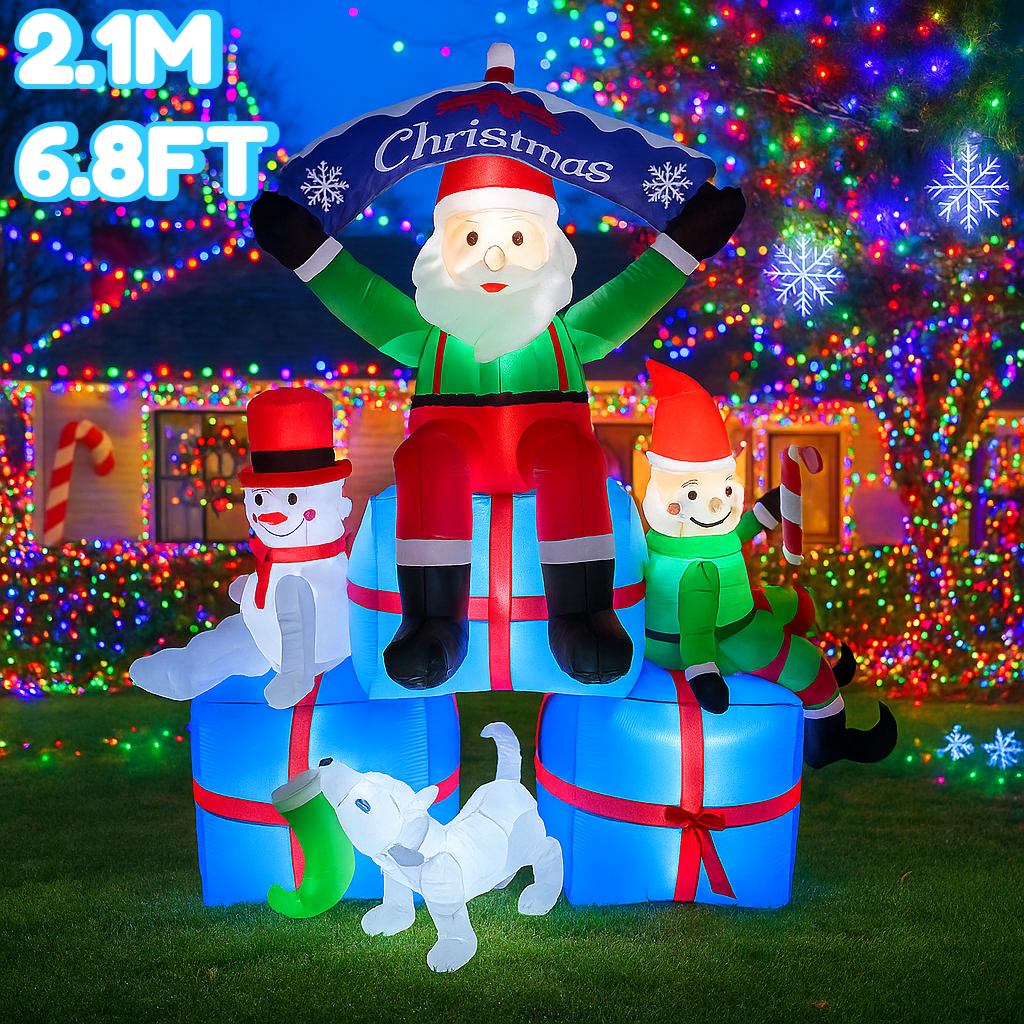 Santa'S Elves Holiday Lighting & Decor Llc - 2.1M/6.8FT 눈사람 산타 엘프 개 인플레이터블