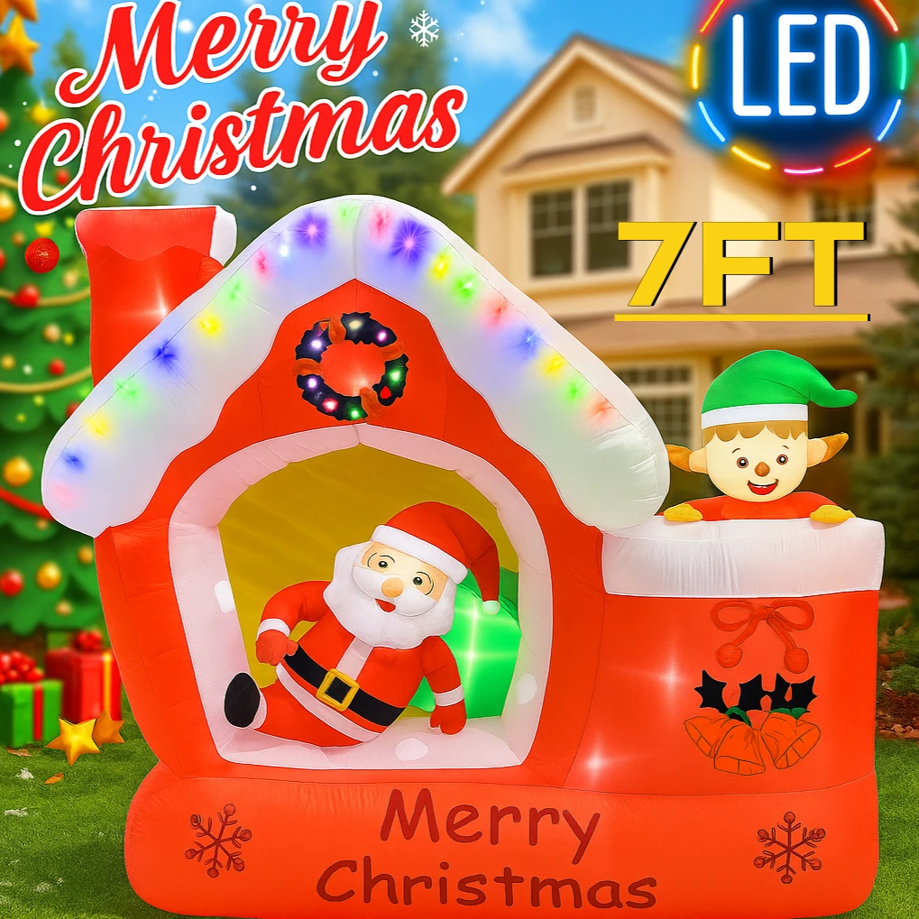 Santa'S Elves Holiday Lighting & Decor Llc - 7피트 대형 크리스마스 풍선 산타클로스 장난감