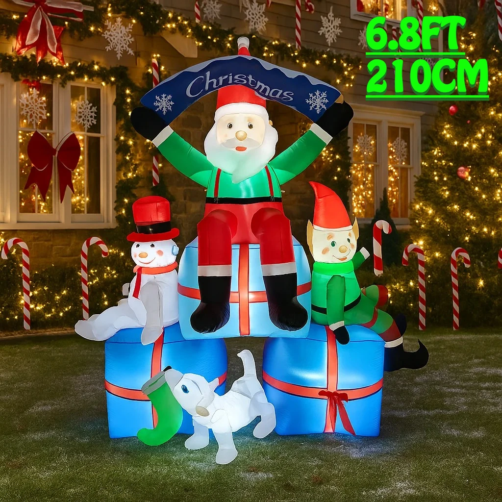 Santa'S Elves Holiday Lighting & Decor Llc - 2.1M/6.8FT 산타 눈사람 엘프 개 인플레이터블