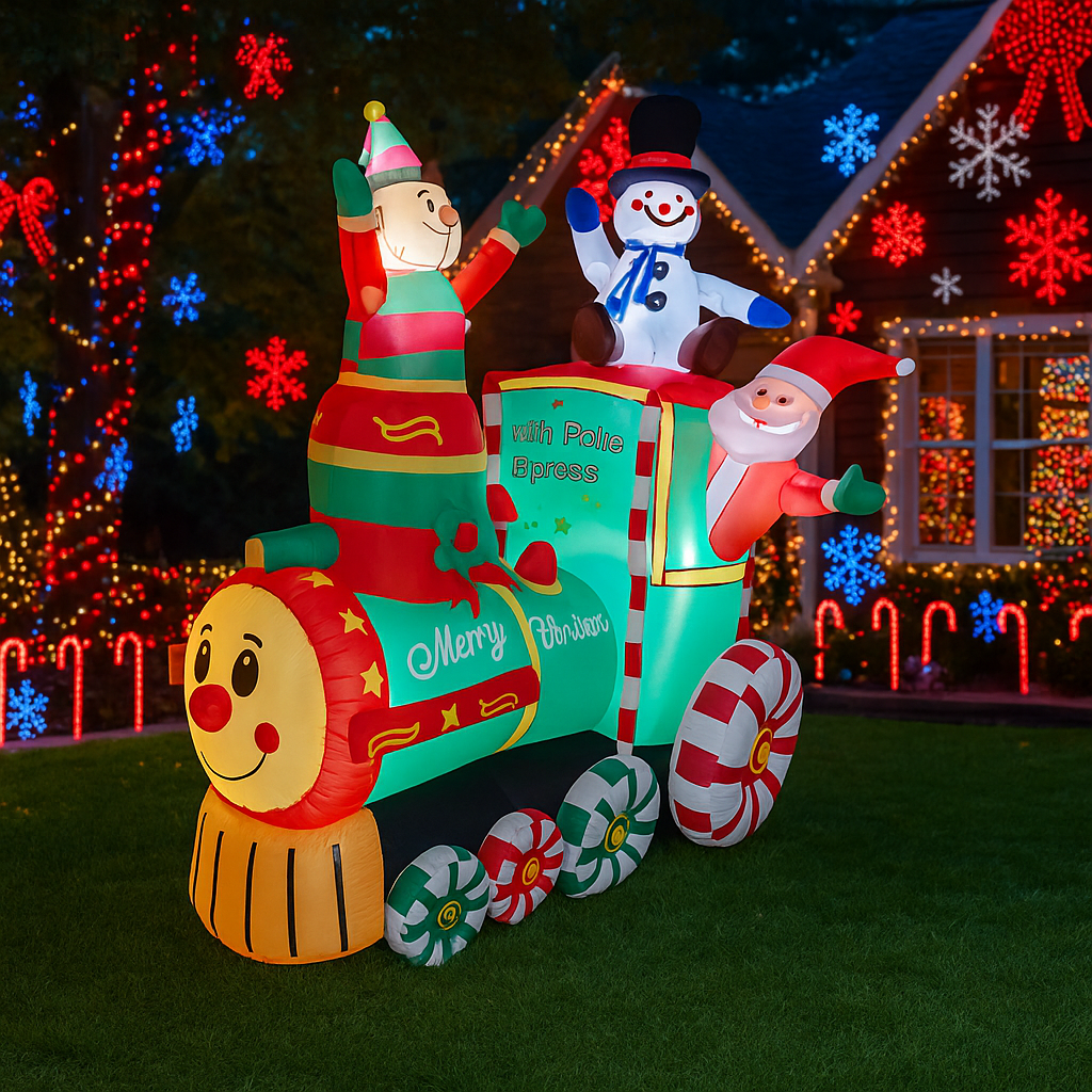1.8M/5.9FT 풍선 산타클로스 엘프 눈사람 기차  - Santa'S Elves Holiday Lighting & Decor Llc 리뷰 및 가격