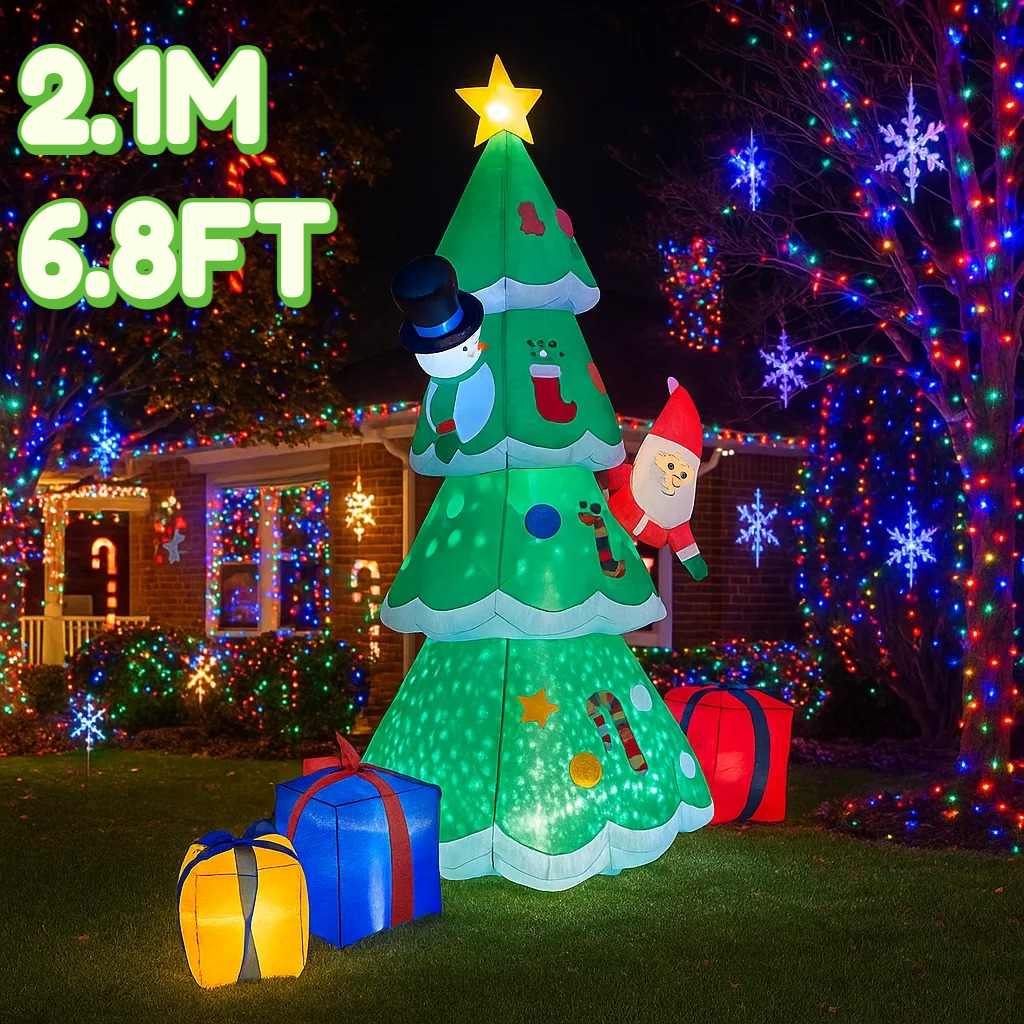 2.1M/6.8FT 크리스마스 트리 눈사람 산타클로스  - Lighting Tree Decor 리뷰 및 가격