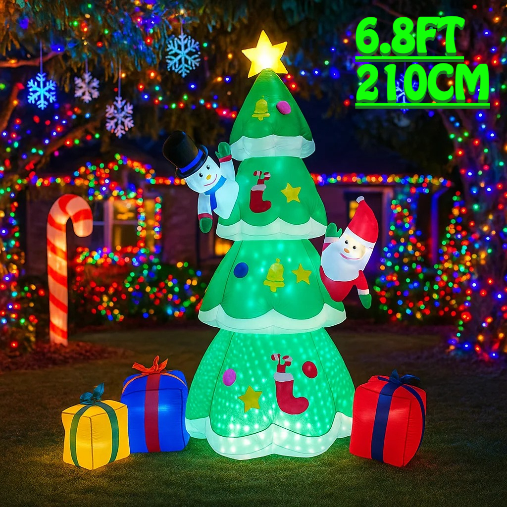 2.1M/6.8FT 크리스마스 트리 눈사람 산타클로스  - Lighting Tree Decor 리뷰 및 가격