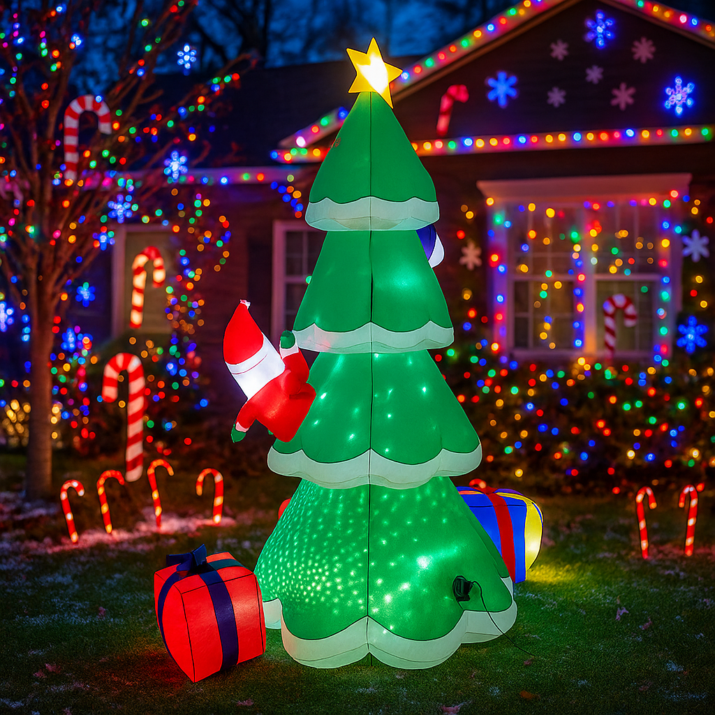 2.1M/6.8FT 크리스마스 트리 눈사람 산타클로스  - Lighting Tree Decor 리뷰 및 가격