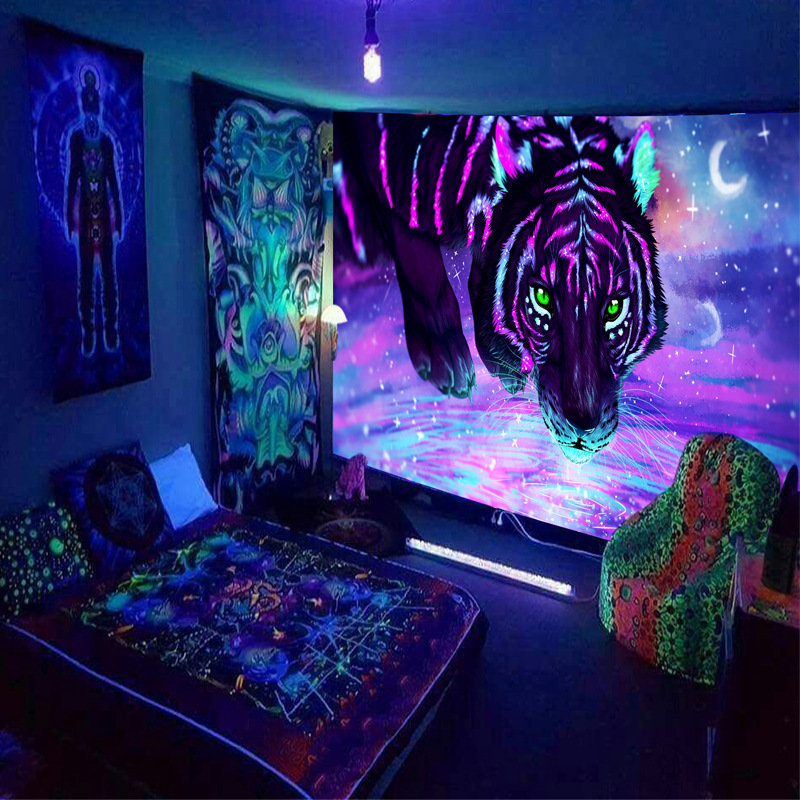 블랙 라이트 태피스트리 벽걸이, UV 반응 사이키델릭  - Lighting World Decor 리뷰 및 가격