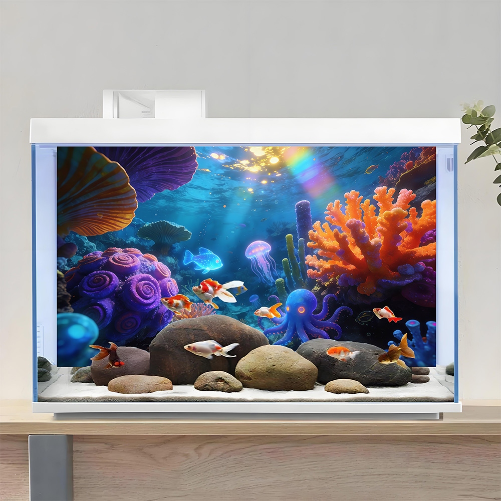 무지개 빛 아래 수중 세계, 수족관 스티커, 수족관 풍 - Lighting World Decor 리뷰 및 가격