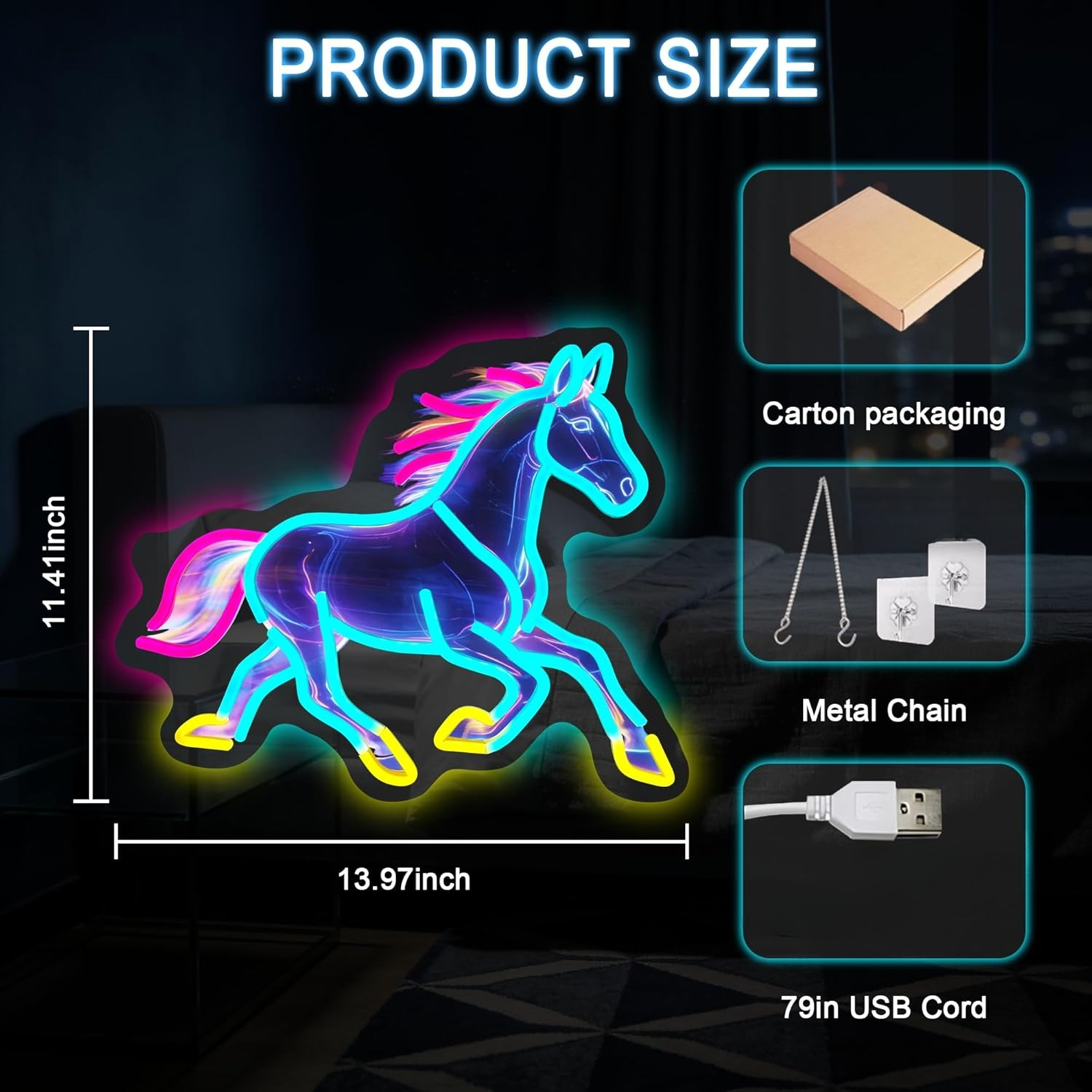 말 모양 야간 조명 네온사인 장식 램프 생일 선물 US - Room Decor Lighting Lamp 리뷰 및 가격