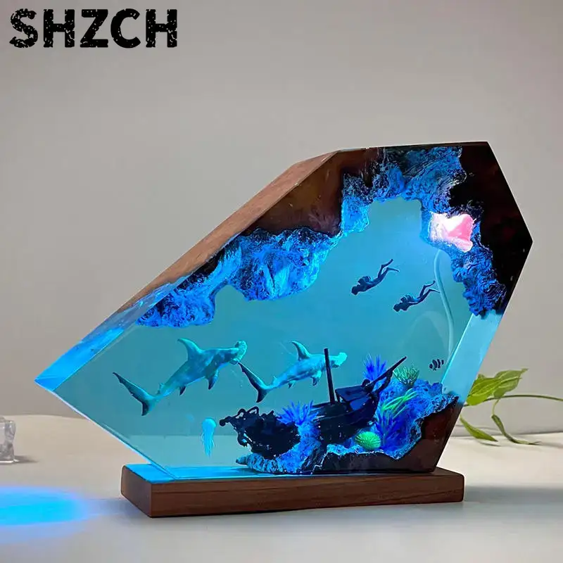 해저 세계 다이빙 레진 조각상 램프 미니어처 피규어 심 - Lighting World Decor 리뷰 및 가격