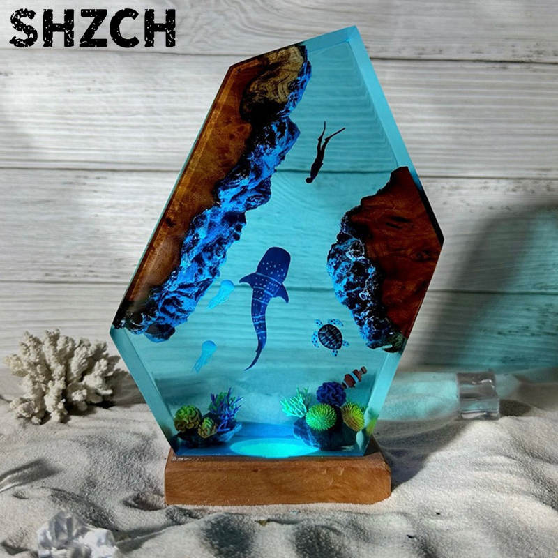 해저 세계 다이빙 레진 조각상 램프 미니어처 피규어 심 - Lighting World Decor 리뷰 및 가격