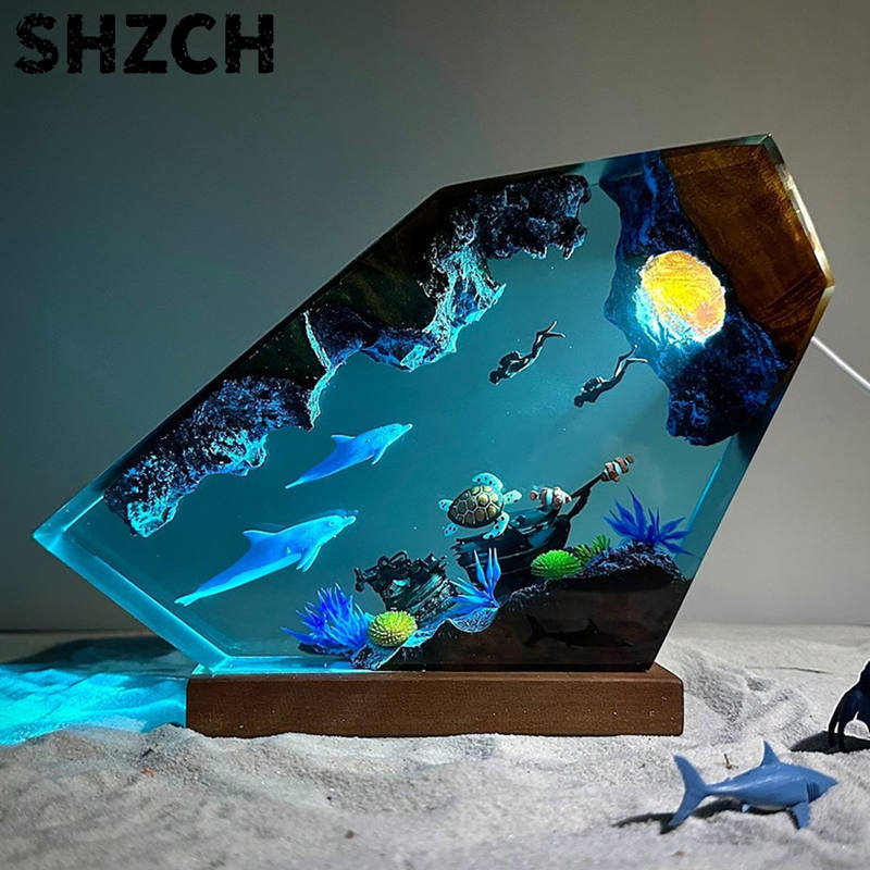 해저 세계 다이빙 레진 조각상 램프 미니어처 피규어 심 - Lighting World Decor 리뷰 및 가격
