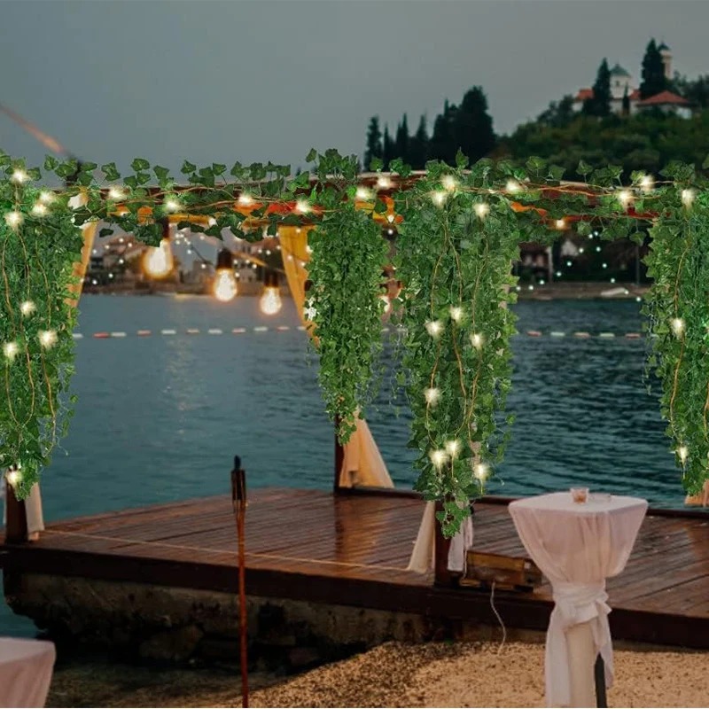 녹색 아이비 LED 조명 스트링 잎 인공 화환 걸이식  - Lighting Decor For Diwali 리뷰 및 가격