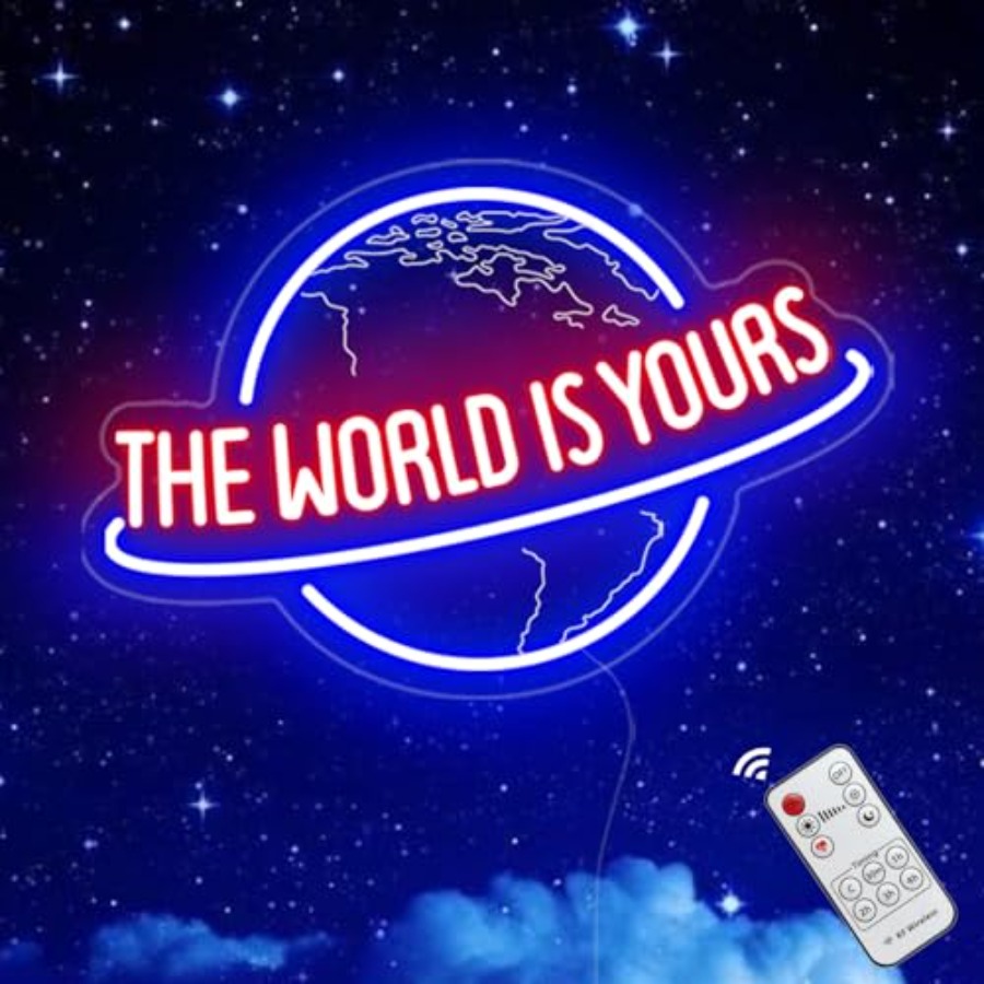 세상은 당신의 것 네온사인, 원격 조광 기능이 있는 행 - Lighting World Decor 리뷰 및 가격