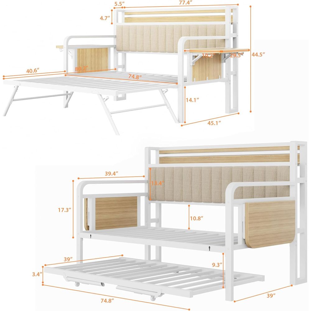 트런들과 LED 조명이 있는 데이베드, 튼튼한 금속 트 - Furniture Lighting & Decor Magazine 리뷰 및 가격
