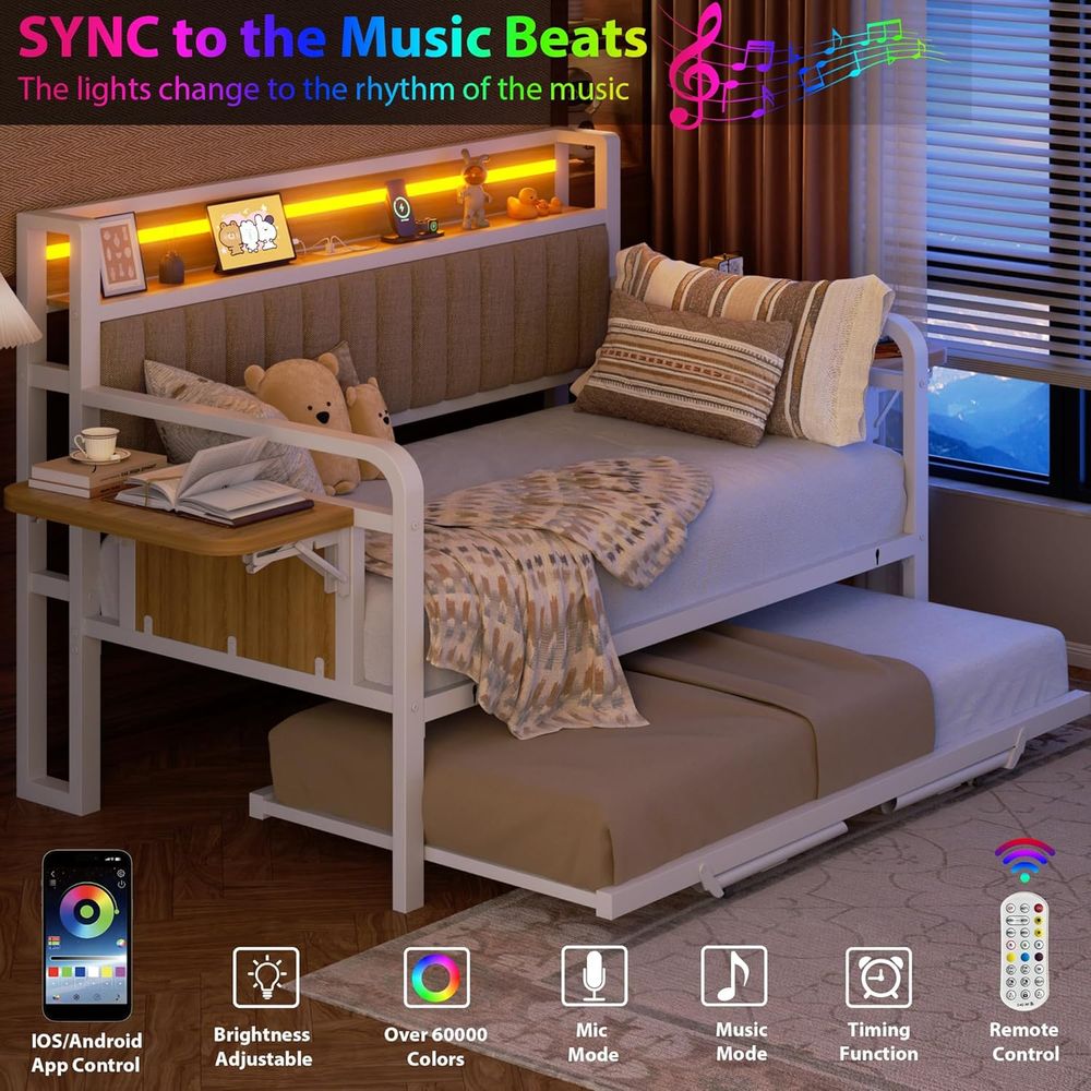 트런들과 LED 조명이 있는 데이베드, 튼튼한 금속 트 - Furniture Lighting & Decor Magazine 리뷰 및 가격