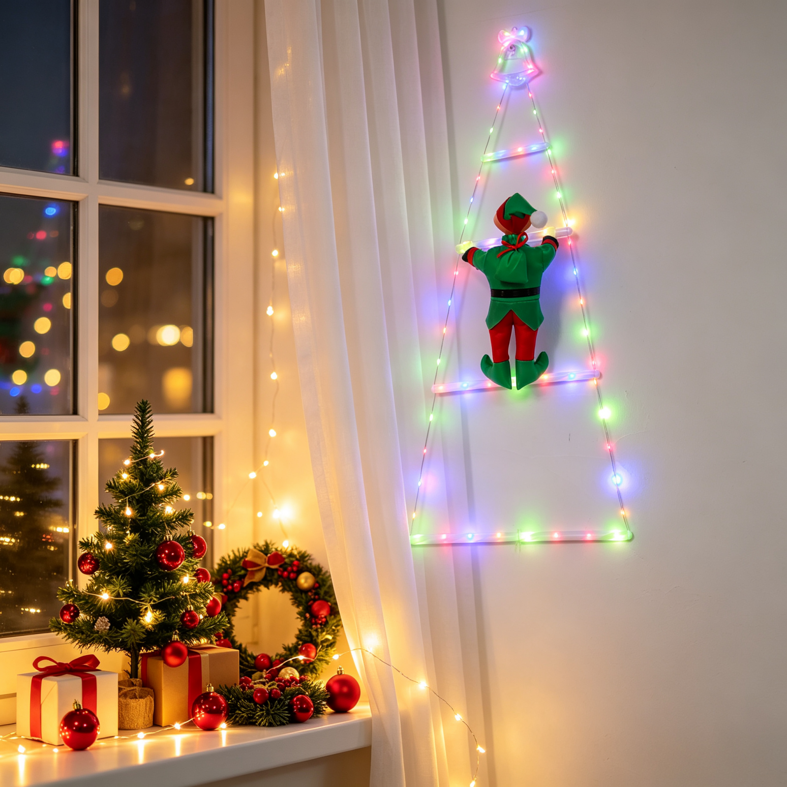 크리스마스 사다리 조명 등반하는 산타 요정 LED 스트 - Santa'S Elves Holiday Lighting & Decor Llc 리뷰 및 가격
