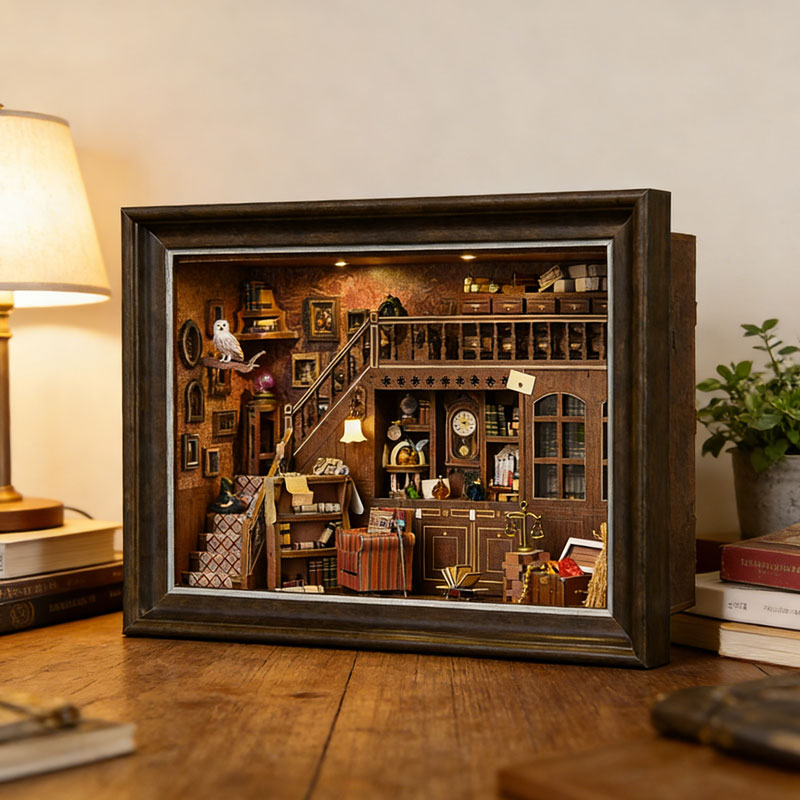 DIY 3D 나무 책꽂이 키트 미니어처 인형의 집 LE - Lighting Decor Photos 리뷰 및 가격