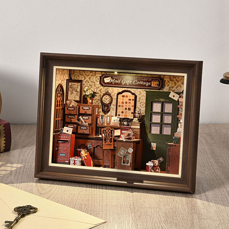 DIY 3D 나무 책꽂이 키트 미니어처 인형의 집 LE - Lighting Decor Photos 리뷰 및 가격