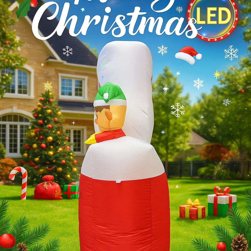 7피트 대형 LED 조명 크리스마스 풍선 산타 하우스  - Santa'S Elves Holiday Lighting & Decor Llc 리뷰 및 가격