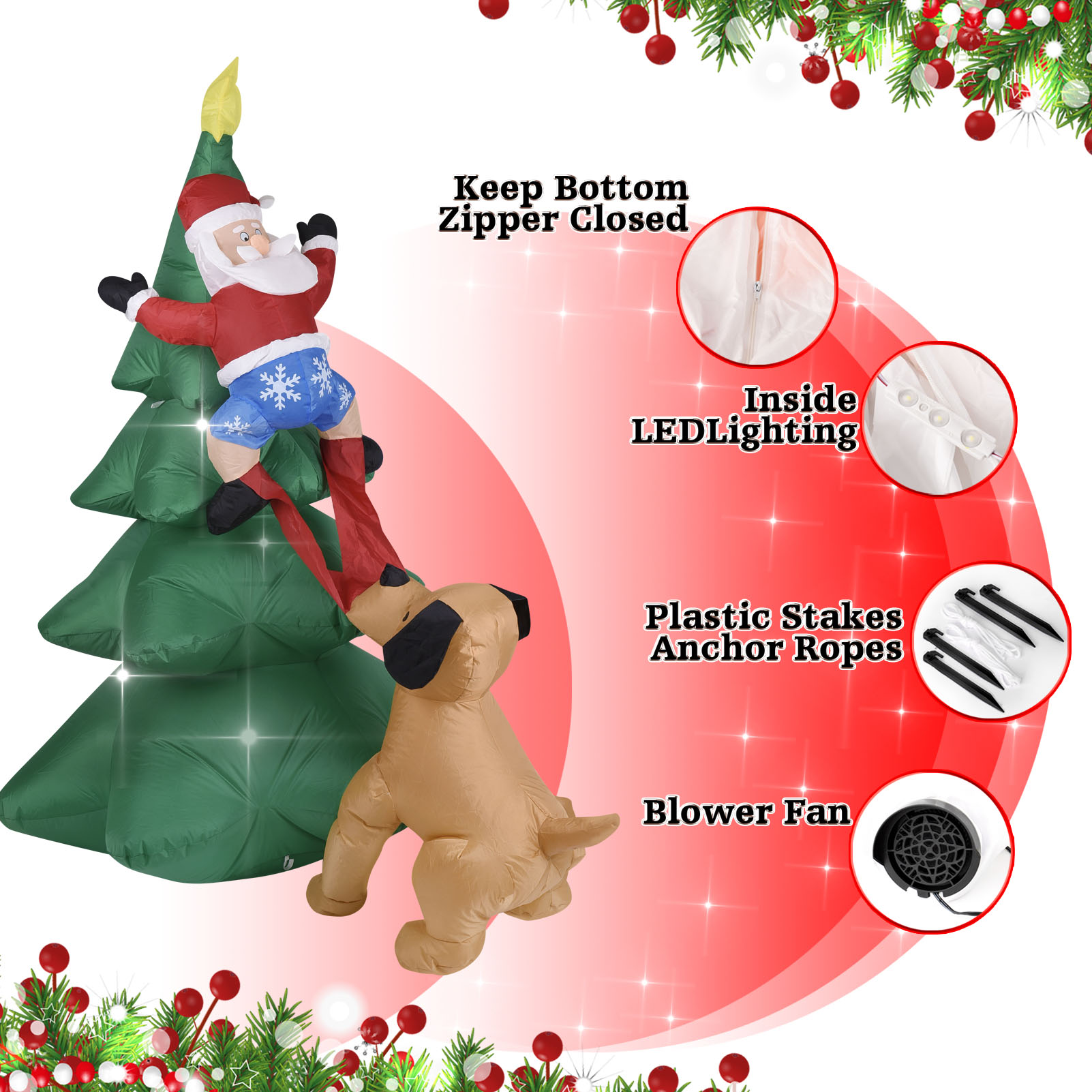 크리스마스 산타클로스가 나무를 오르는 불빛이 있는 야외 - Lighting Tree Decor 리뷰 및 가격