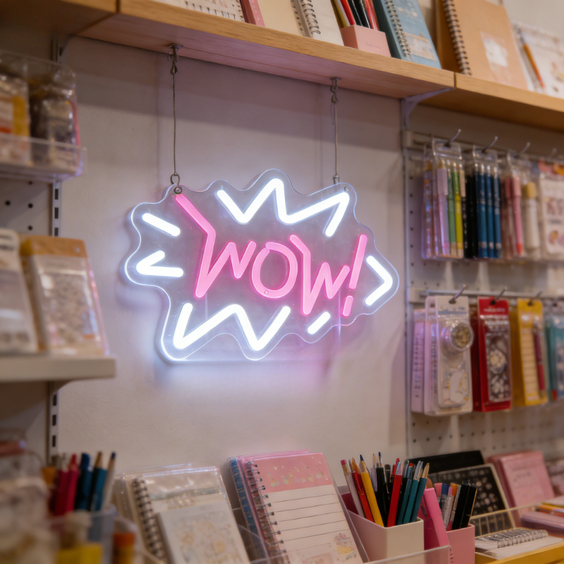 와우 네온사인 LED 무드등 USB 만화 스타일 감성  - Lighting Decor Wow 리뷰 및 가격