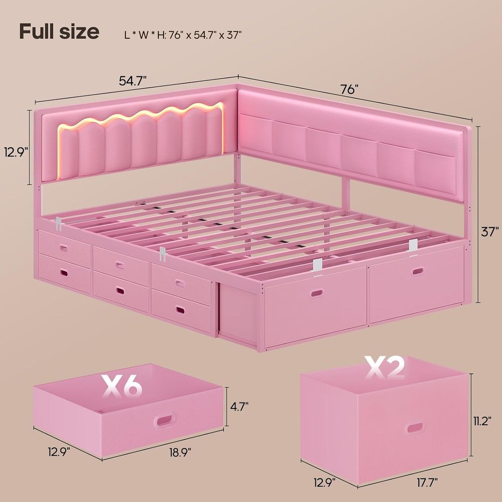 ADORNEVE 풀베드(8개 수납칸 및 LED 조명 포 - Furniture Lighting & Decor Magazine 리뷰 및 가격