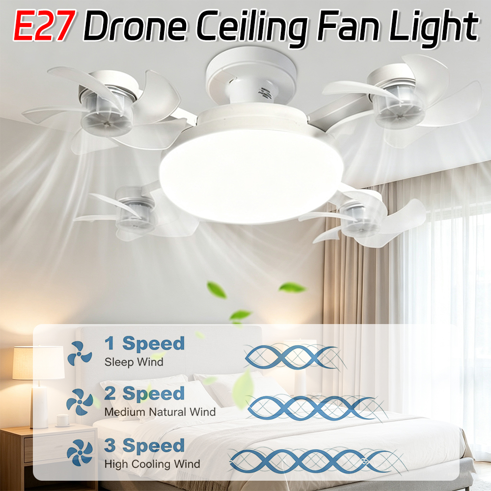 E27 드론 LED 천장 선풍기 조명 3색 무단계 조광 - Lighting Decoration In Bedroom 리뷰 및 가격