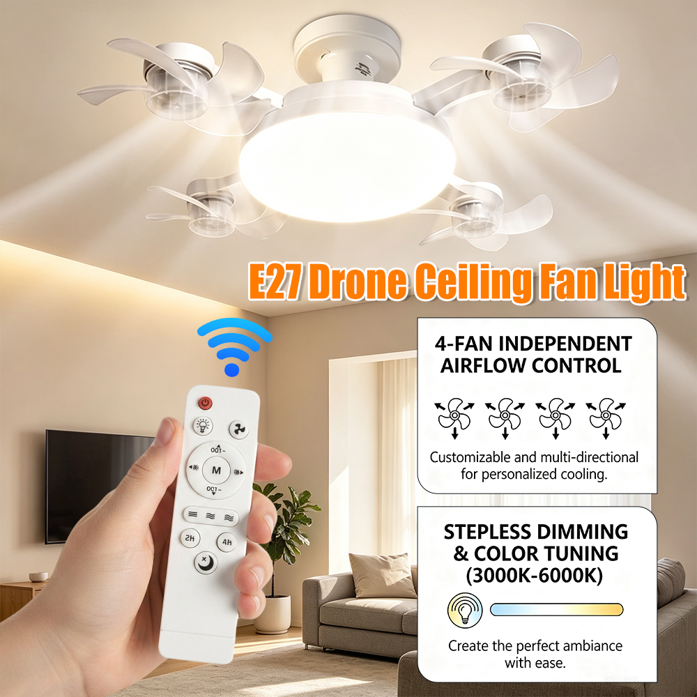 E27 드론 LED 천장 선풍기 조명 3색 무단계 조광 - Lighting Decoration In Bedroom 리뷰 및 가격