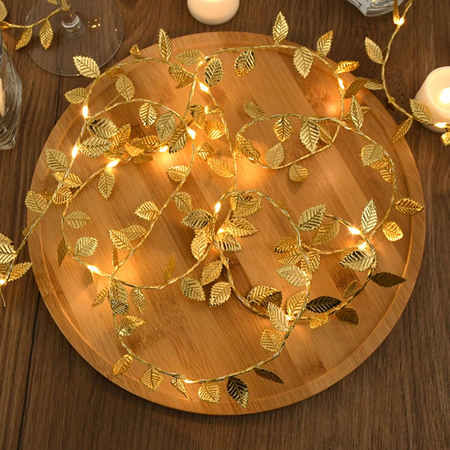 골든 리프 라탄 구리 와이어 스트링 페어리 라이트 배터 - Outdoor Lighting Wedding Decor 리뷰 및 가격