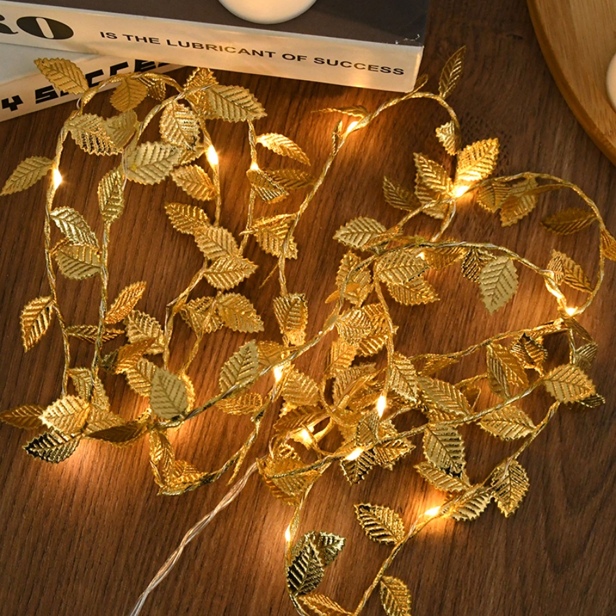 골든 리프 라탄 구리 와이어 스트링 페어리 라이트 배터 - Outdoor Lighting Wedding Decor 리뷰 및 가격