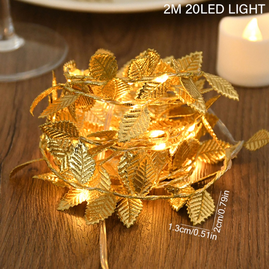 골든 리프 라탄 구리 와이어 스트링 페어리 라이트 배터 - Outdoor Lighting Wedding Decor 리뷰 및 가격