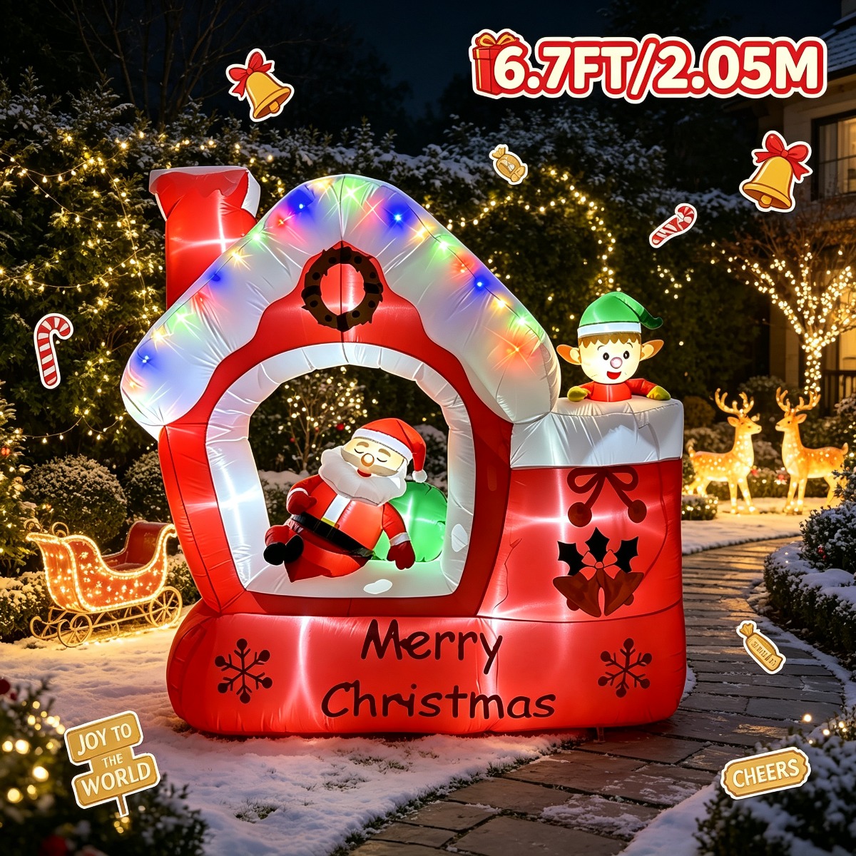 크리스마스 산타 엘프 양말 캐빈 휴일 조명 에어바운스  - Santa'S Elves Holiday Lighting & Decor Llc 리뷰 및 가격