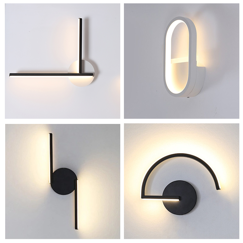 현대적인 북유럽 LED 벽등, 미니멀리스트 블랙 기하학 - Lighting Decor Living Room 리뷰 및 가격