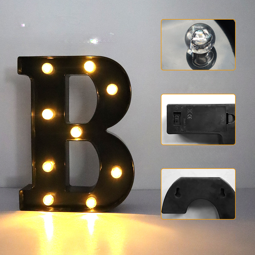 22cm LED 라이트 레터 블랙 알파벳 숫자 야간 조 - Lighting Decor For Diwali 리뷰 및 가격