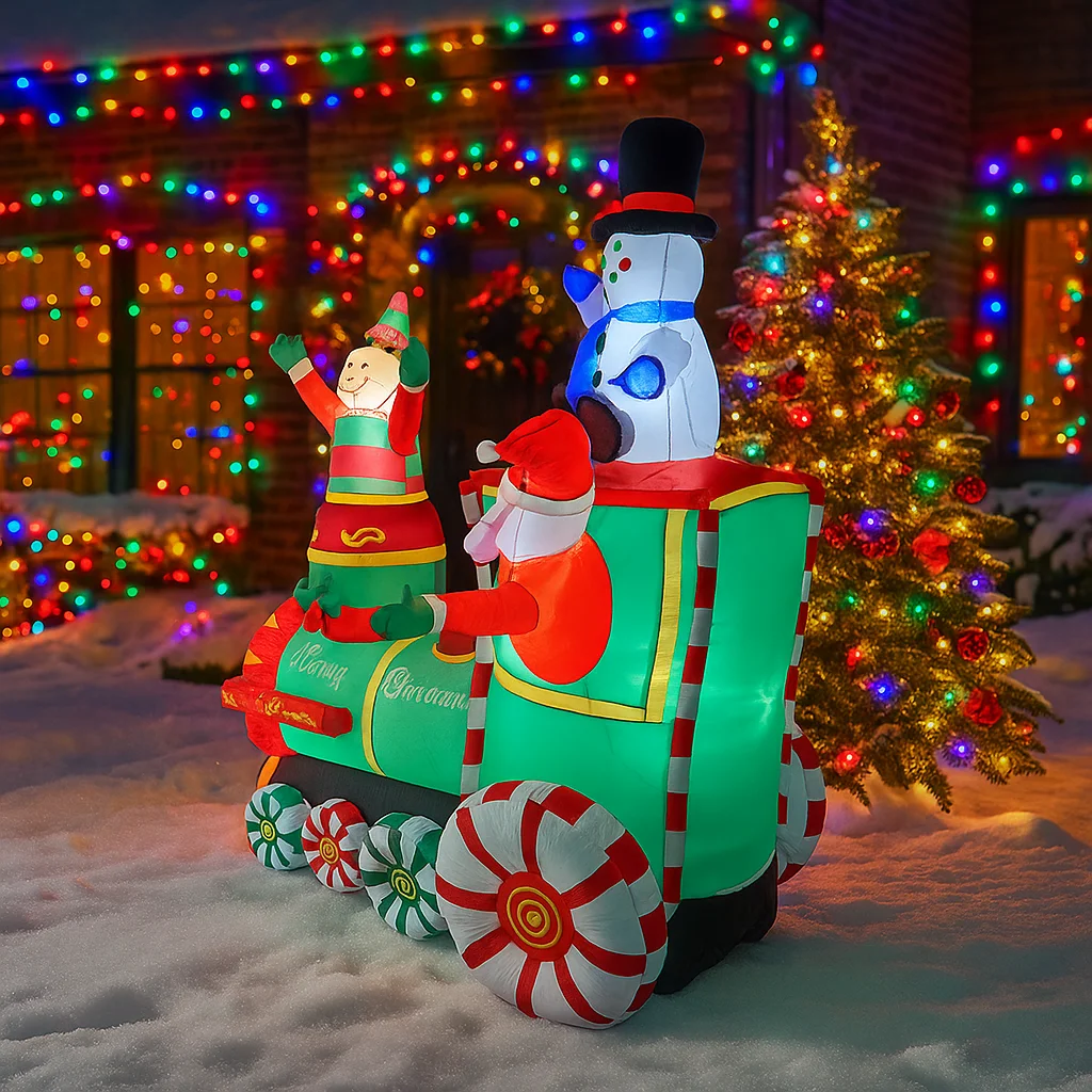 1.8M/5.9FT 풍선 산타클로스 엘프 눈사람 기차  - Santa'S Elves Holiday Lighting & Decor Llc 리뷰 및 가격