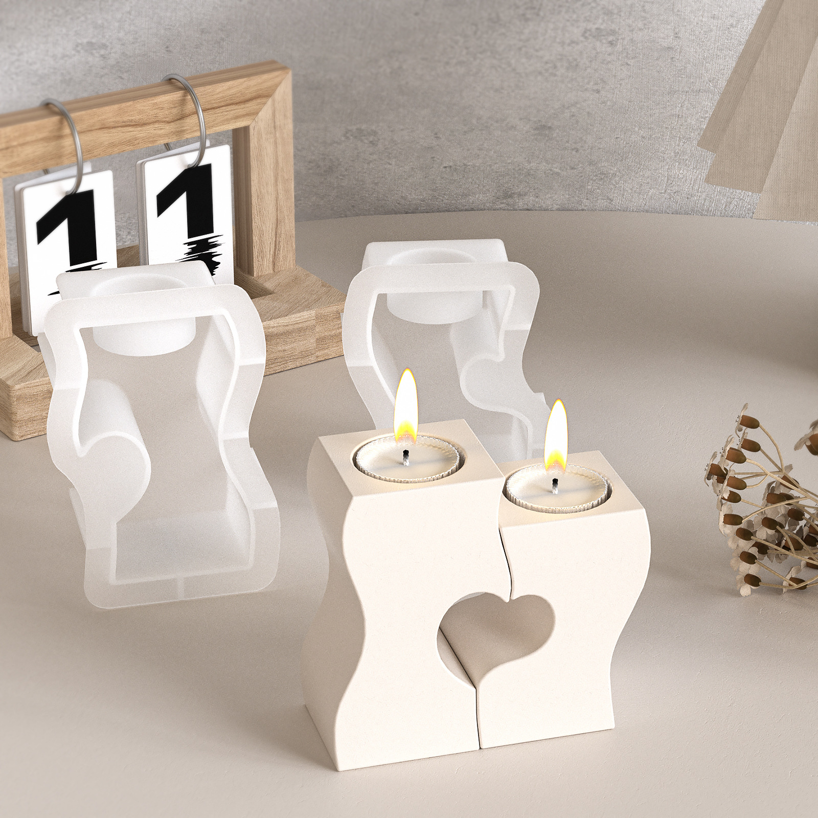 S 하트 촛대 실리콘 몰드 DIY 캔들 홀더 석고 석고 - Candle Holder Set 리뷰 및 가격